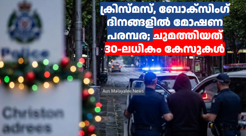 ക്രിസ്മസ്, ബോക്സിംഗ് ദിനങ്ങളിൽ മോഷണ പരമ്പര; ചുമത്തിയത് 30-ലധികം കേസുകൾ