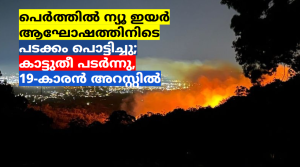 പെർത്തിൽ ന്യൂ ഇയർ ആഘോഷത്തിനിടെ പടക്കം പൊട്ടിച്ചു; കാട്ടുതീ പടർന്നു, 19-കാരൻ അറസ്റ്റിൽ