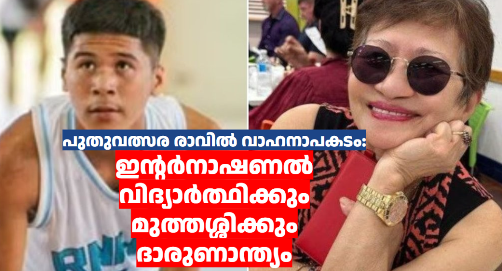 പുതുവത്സര രാവിൽ വാഹനാപകടം: ഇന്റർനാഷണൽ വിദ്യാർത്ഥിക്കും മുത്തശ്ശിക്കും  ദാരുണാന്ത്യം