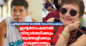 പുതുവത്സര രാവിൽ വാഹനാപകടം: ഇന്റർനാഷണൽ വിദ്യാർത്ഥിക്കും മുത്തശ്ശിക്കും  ദാരുണാന്ത്യം