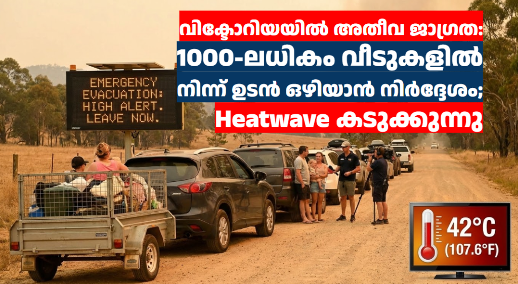 വിക്ടോറിയയിൽ അതീവ ജാഗ്രത: 1000-ലധികം വീടുകളിൽ നിന്ന് ഉടൻ ഒഴിയാൻ നിർദ്ദേശം; Heatwave കടുക്കുന്നു