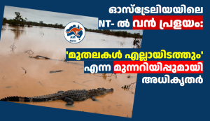 ഓസ്‌ട്രേലിയയിലെ NT- ൽ വൻ പ്രളയം: ‘മുതലകൾ എല്ലായിടത്തും’ എന്ന മുന്നറിയിപ്പുമായി അധികൃതർ