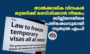 താൽക്കാലിക വിസകൾ ഒറ്റയടിക്ക് മരവിപ്പിക്കാൻ നിയമം; ബില്ലിനെതിരെ പ്രതിഷേധവുമായി സ്വതന്ത്ര എംപി 