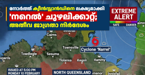 നോർത്ത് ക്വീൻസ്ലാൻഡിനെ ലക്ഷ്യമാക്കി ‘നറെൽ’ ചുഴലിക്കാറ്റ്; അതീവ ജാഗ്രതാ നിർദേശം