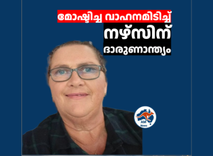 മോഷ്ടിച്ച വാഹനമിടിച്ച് നഴ്‌സിന് ദാരുണാന്ത്യം