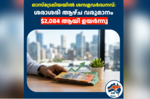 ഓസ്ട്രേലിയയിൽ ശമ്പളവർദ്ധനവ്: ശരാശരി ആഴ്ച വരുമാനം $2,084 ആയി ഉയർന്നു