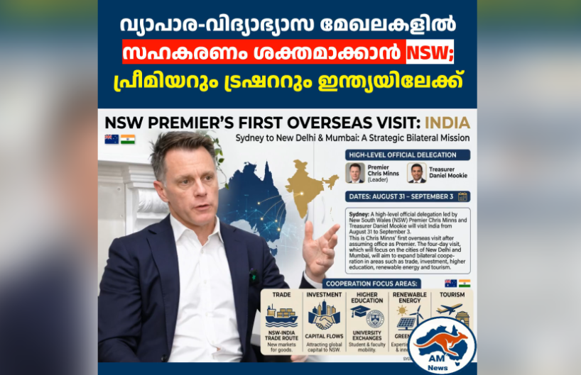 വ്യാപാര-വിദ്യാഭ്യാസ മേഖലകളിൽ സഹകരണം ശക്തമാക്കാൻ NSW; പ്രീമിയറും ട്രഷററും ഇന്ത്യയിലേക്ക്