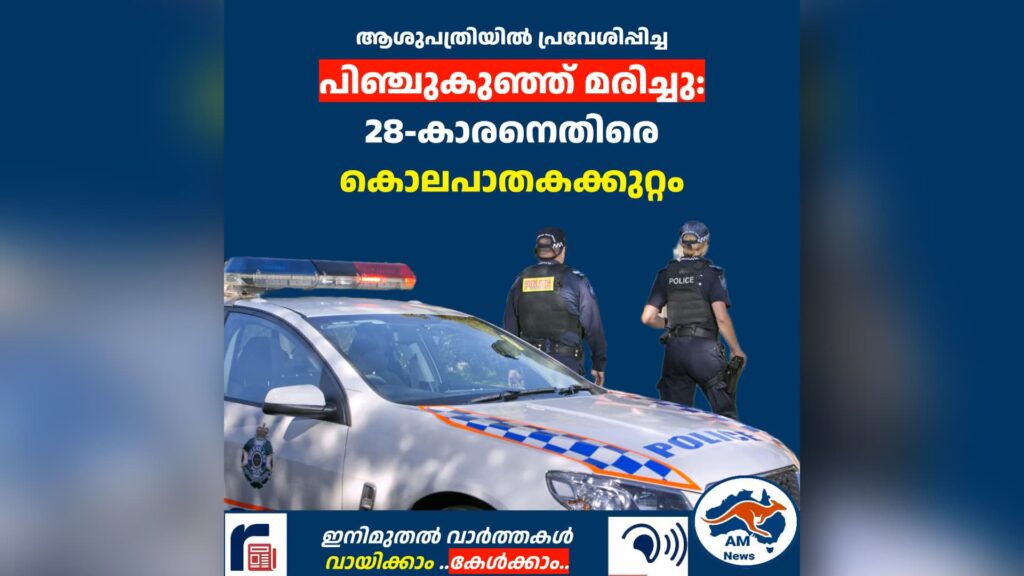 ആശുപത്രിയിൽ പ്രവേശിപ്പിച്ച പിഞ്ചുകുഞ്ഞ് മരിച്ചു: 28-കാരനെതിരെ കൊലപാതകക്കുറ്റം
